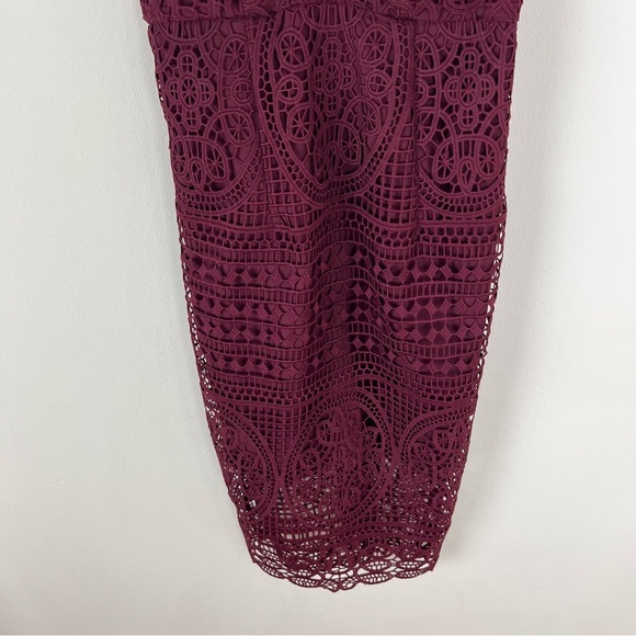 Bardot Versailles Lace Overlay Midi Dress Burgundy Red Size 4 / XS - Picture 6 of 9